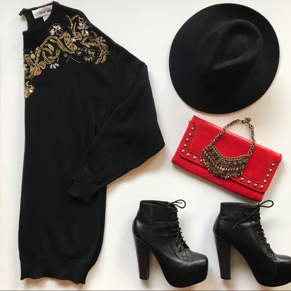 Vintage Beaded Sweater Dress